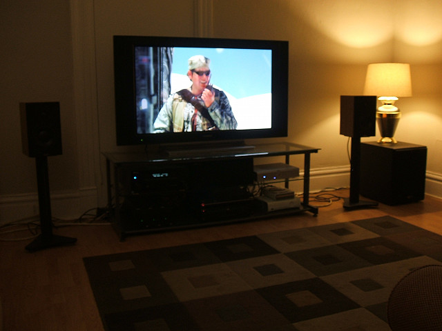 magnavox 50'' plasma.
Home theater at low light level