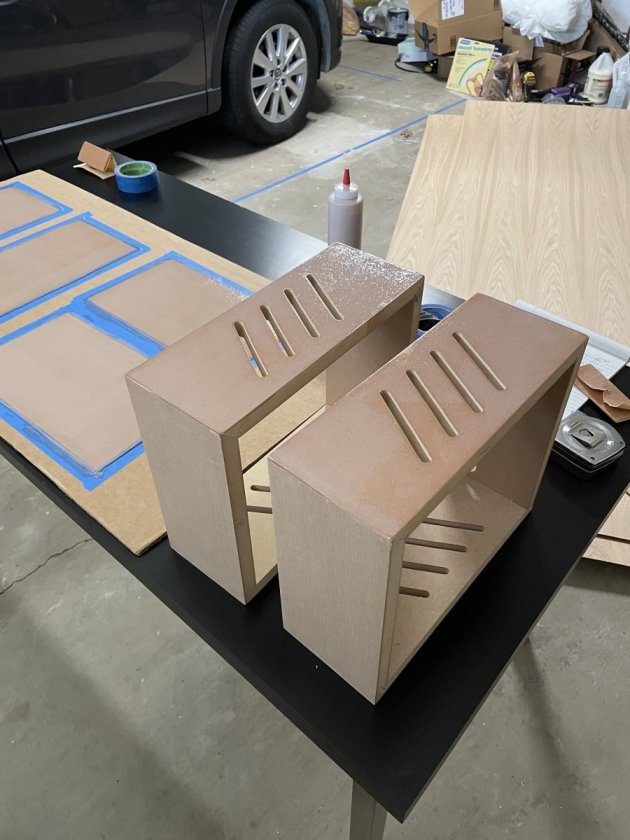 After applying HeatLock to veneer back and amp boxes