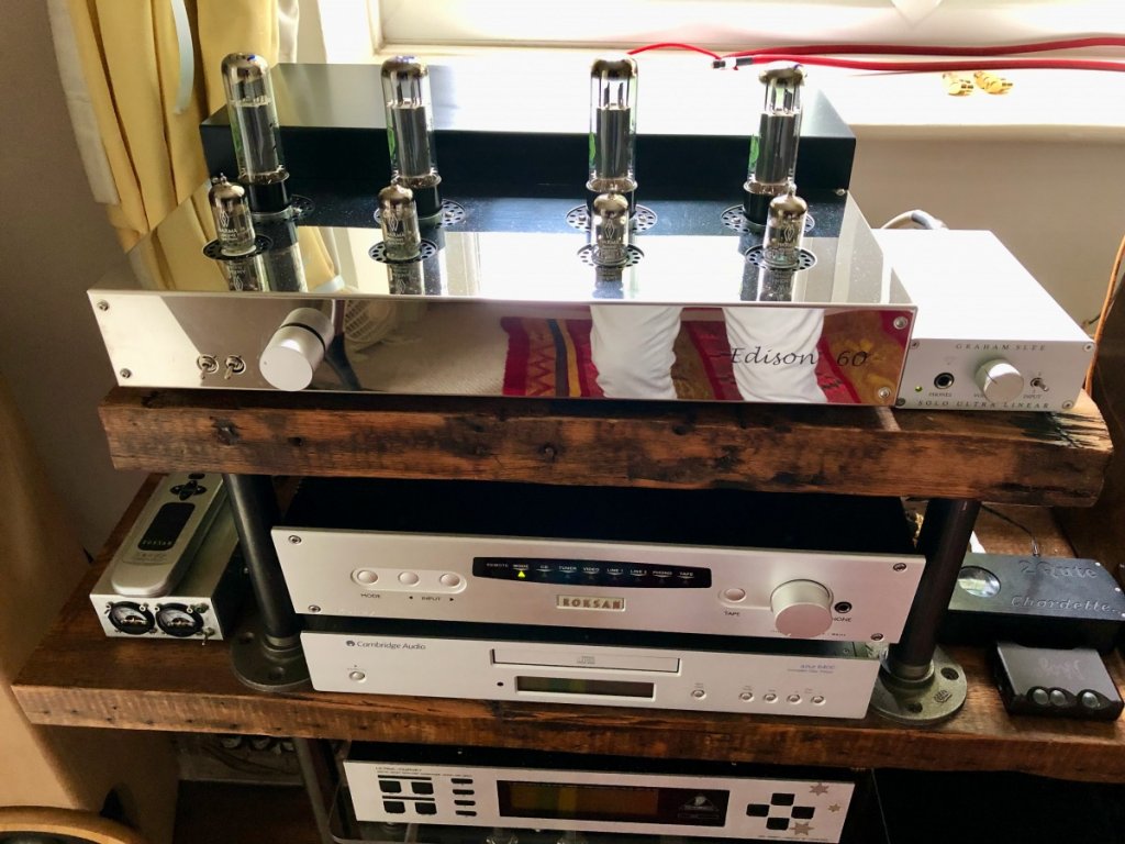 My current set-up: Edison 60 tube amplifier modified to Parallel Single Ended output Speakers are ProAc Tablette 10 Signature. Preamp is Roksane Integrated Amplifier.