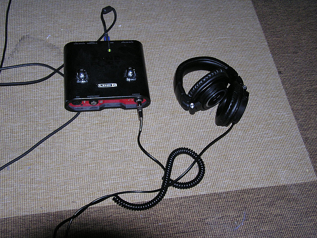 Line 6 TonePort UX1; Audio Technica ATH-M50s. How I do my recording and initial mixing.