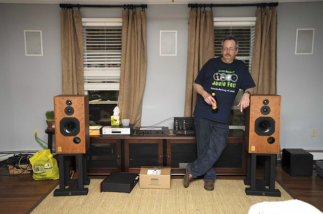 Chris next to the Harbeth speakers