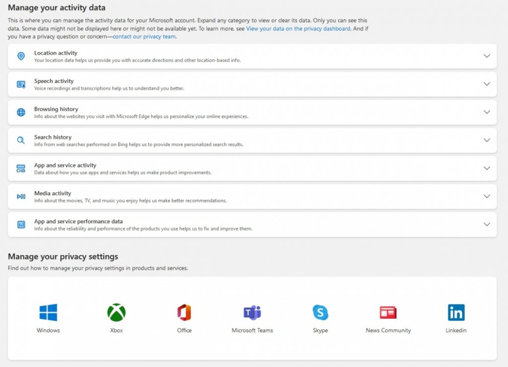 Microsoft Privacy Dashboard