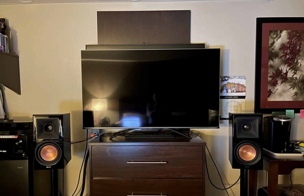 Upgraded Klipsch RP600M speakers. @ roughyl 30 degrees toe in