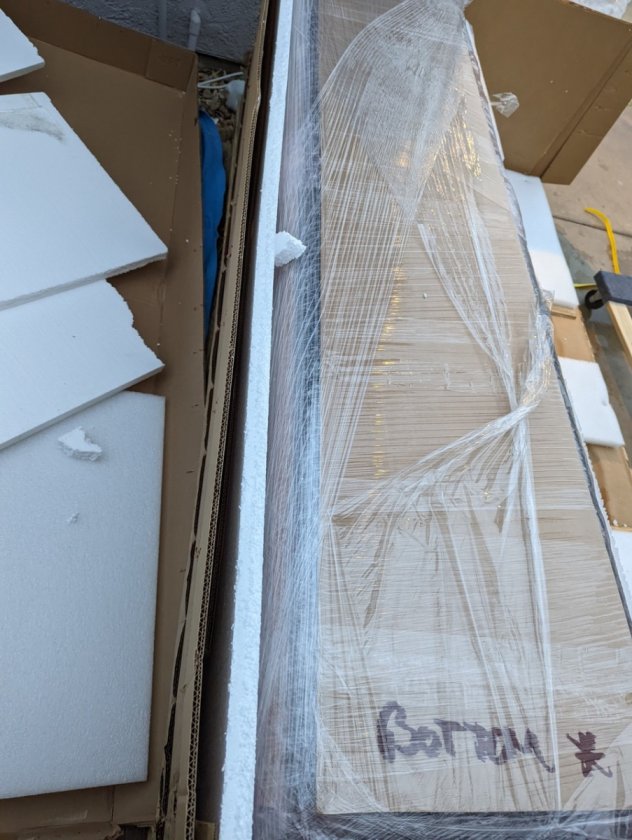 Beneath the cardboard and polystyrene is bubble wrap against the drivers