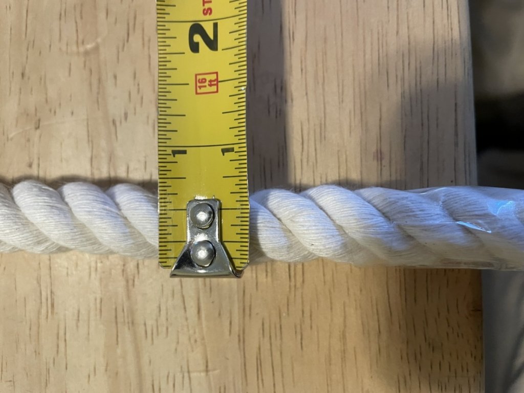 Began by inserting the rope into the cable. This was tough but I got it. My rope was 5/8” thick. Danny said 1/4” on his video. Maybe they sent the wrong size for the 16-strand cable.