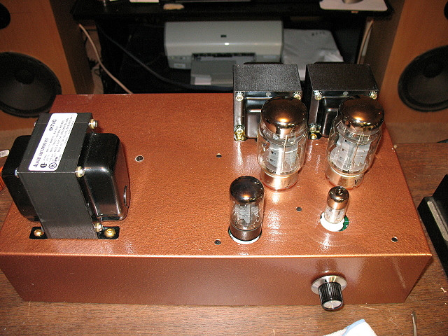 I decided I wanted more than the 45 tubes 1.8 watts, so, on Steve's advice, I got interested in the work of George Anderson at Tubelab and built his Simple SE. He sells you a board and parts list, has great support on his site and at Diyaudio.com and you wind up with an EL-34/6550/KT-XX single-ended killer amp