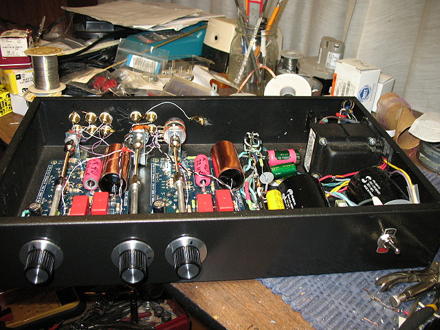An Aikido pre-amp with the boards Broskie sells is awaiting a re-build right now. On first completion it looked like this...