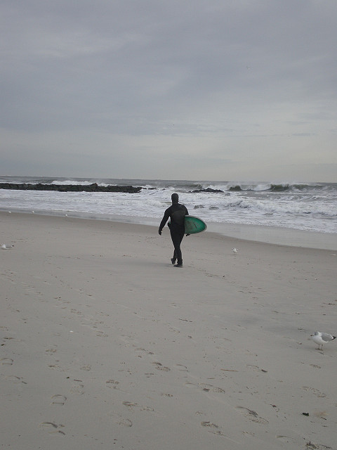 surfer on a snowy day 12/20/09