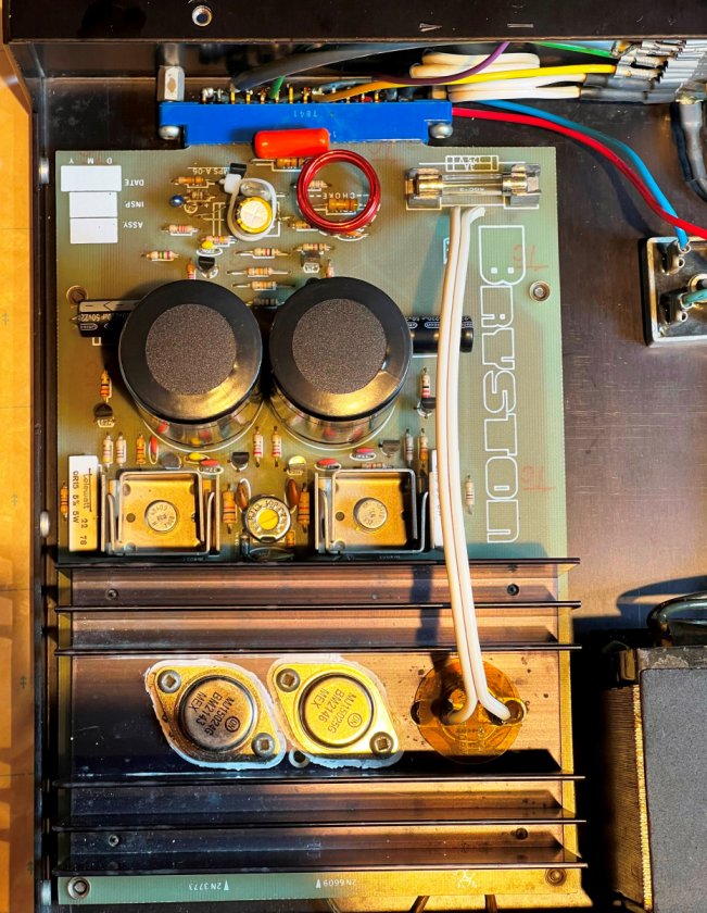 Figure 4: Left and right channel boards with closed type bias potentiometers installed.