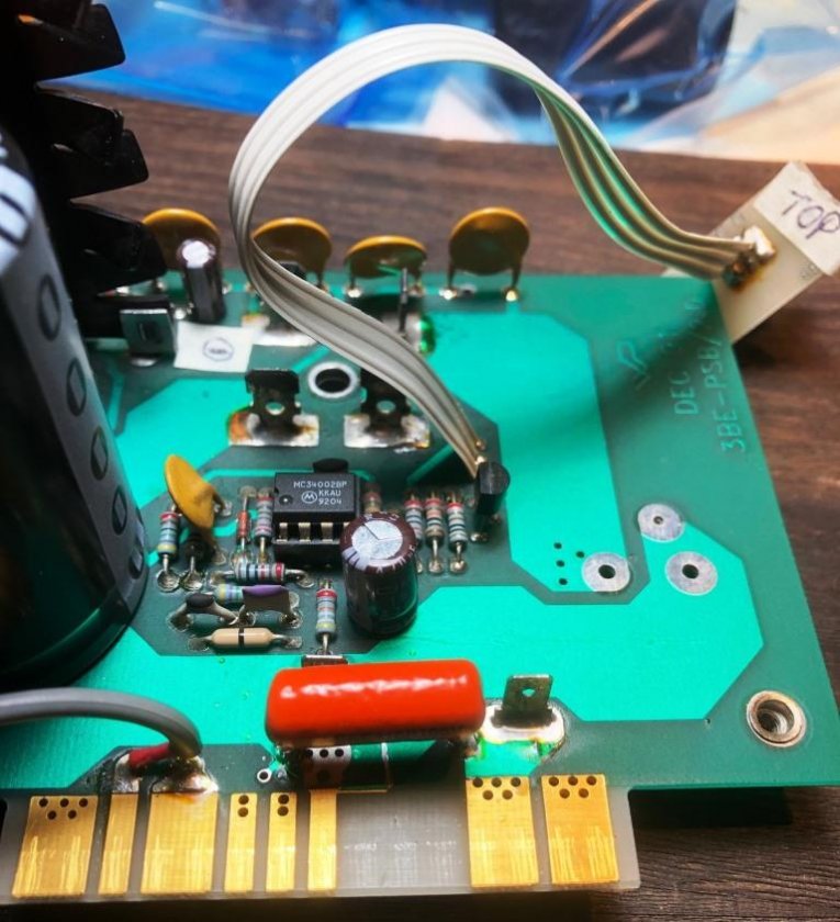 Figure 6. Two PCB holes drilled out to 2mm (the third hole is now redundant and does not need to be enlarged).