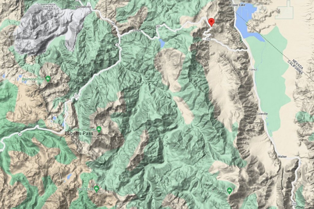 Ebbetts pass location map