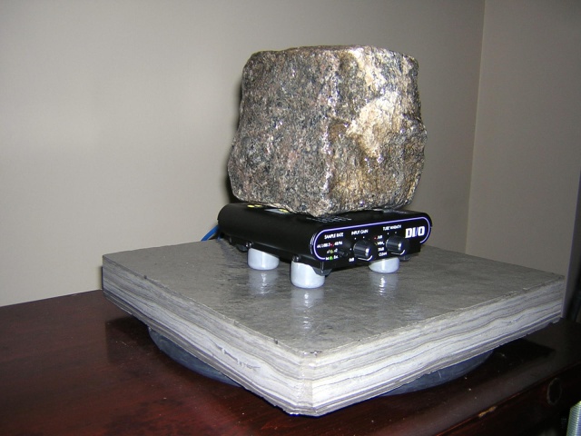 Granite cobblestone on Mensa, on Pandafeet, on slate slab, on inner tube, on my rack!