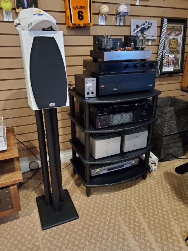 Old Audio Rack setup with Phase Tech PC1.5 Speakers