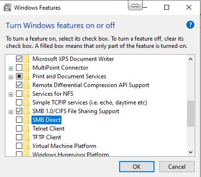 Turn Windows Features on off