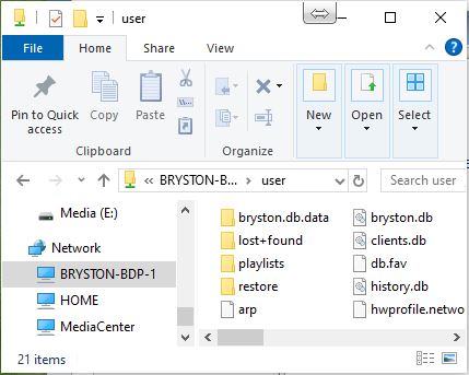 Bryston as netowrk device in Windows Explorer