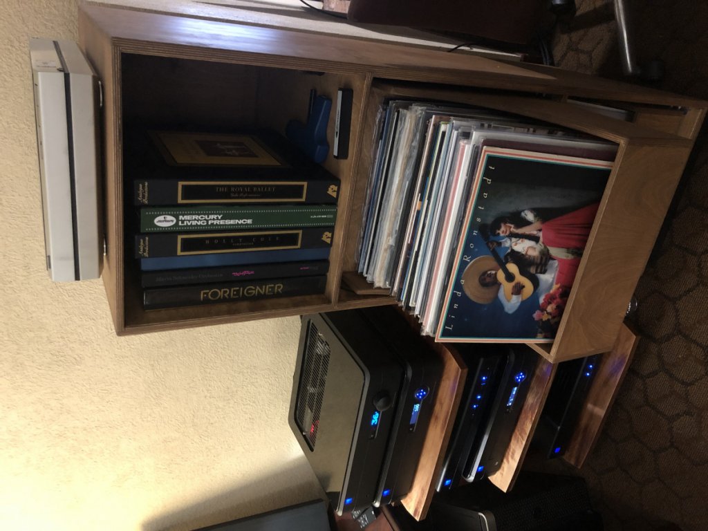 Uilleam Audio LSAF 2024 record cabinet open with SL-10 turntable