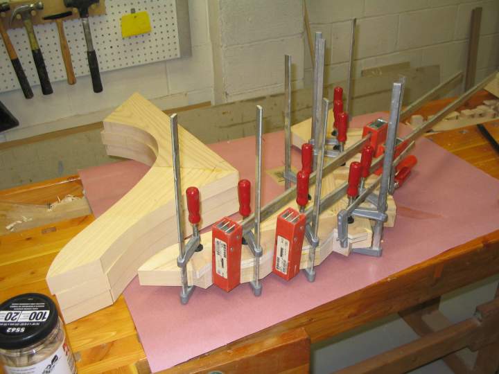 Starting to glue up the pedestal legs.