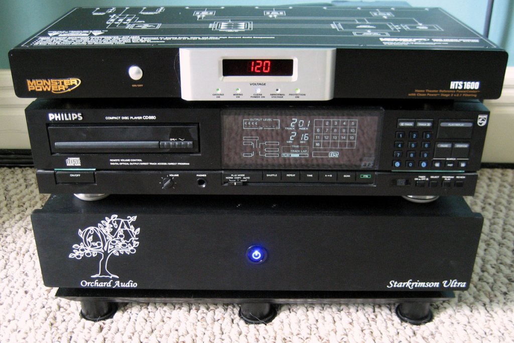 Orchard Starkrimson GaNFET Amp, Philips CD880 CDP, MP HTS 1600 Power Conditioner