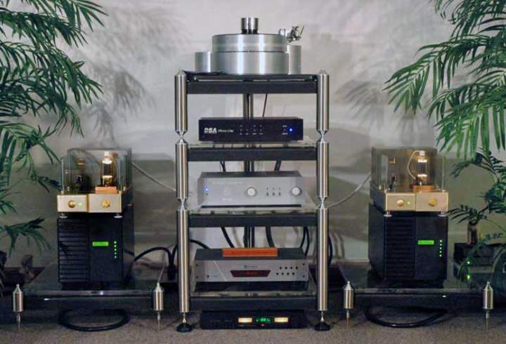 The equipment, all on Grand Prix Audio Monaco stands, and Formula shelves