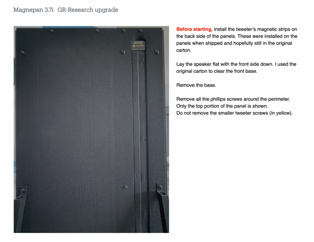 Magnepan 3.7i GR Research upgrade tutorial