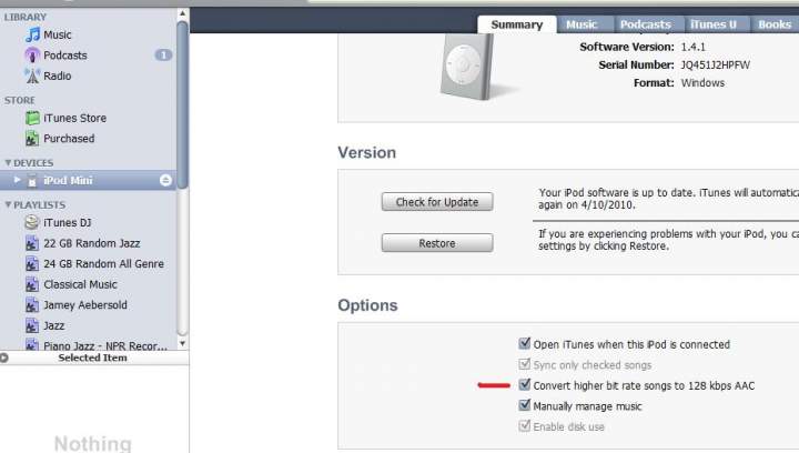 iTunes - convert to AAC