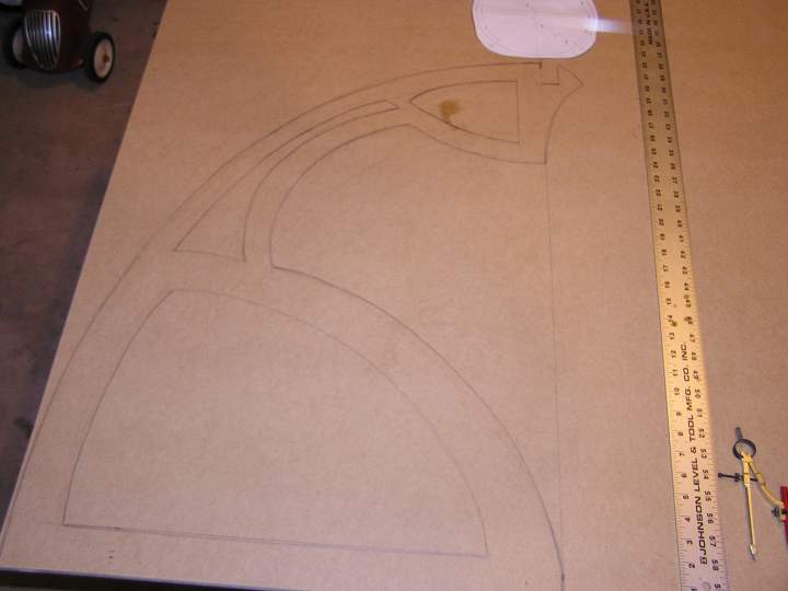 Rough drawing on mdf to scale with minor changes