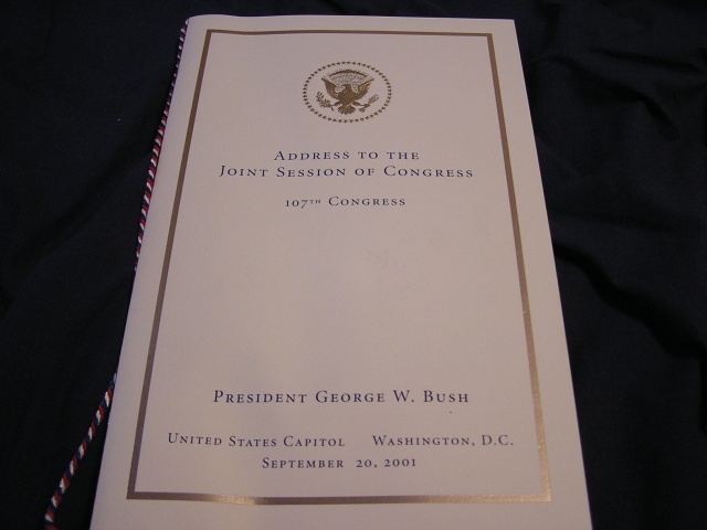 Copy of speech passed out to Congress. . .After 9/11
