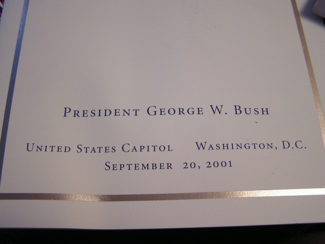 Speech to Congress. . .9/20/01