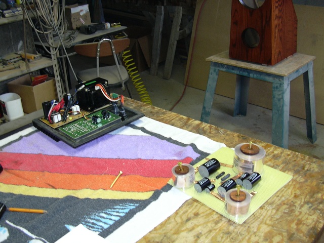 Preliminary layout of xover and the woof amp.