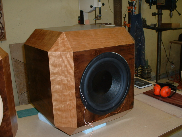 Dymax sub built for Randog using Sonicraft 300 driver - Randog's Dymaxion with Sonicraft 300 driver loosely fitted.