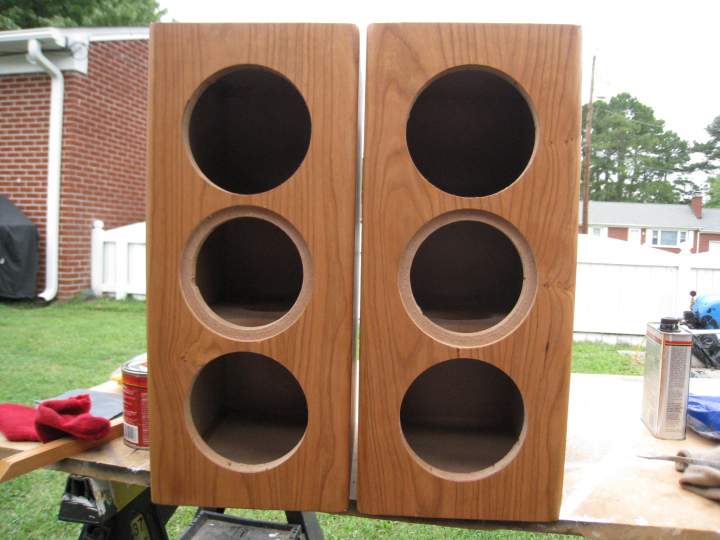 N3S enclosure veneered in natural cherry,front view.