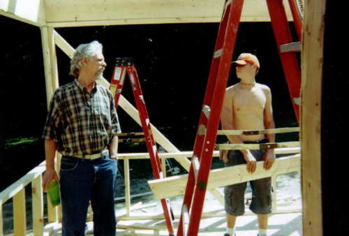 Walter and I. '03 Schult residence and RSAD construction project. Walter works for my brother who was the general on this.Walter's 16 here. Buff just like his ol' man!