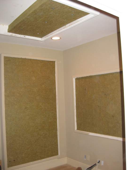 Picture of media room with filled boxes