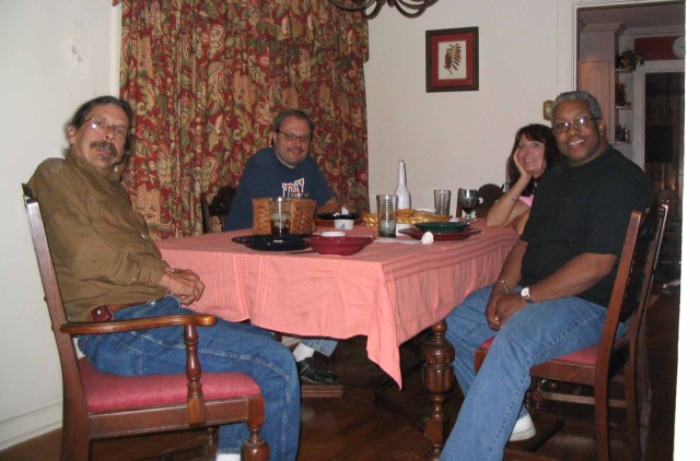 The gang that night: L-R: that's Deadfish, Steve, Gavin's better half and superb pasta chef, 