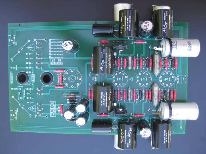 Bottom of PC board showing one method of mounting oversized components.