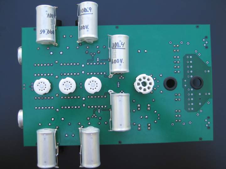 Top of PC board showing utilization of the top to mount oversized components.