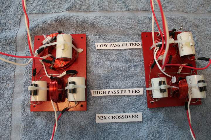 Crossover networks for N2X rear channel speakers.