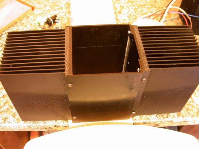 The heatsinks for one channel with connecting plates.
