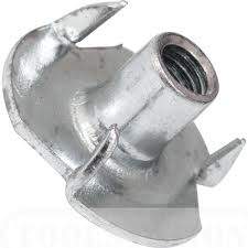 Steel threaded insert with pronged flange for wood