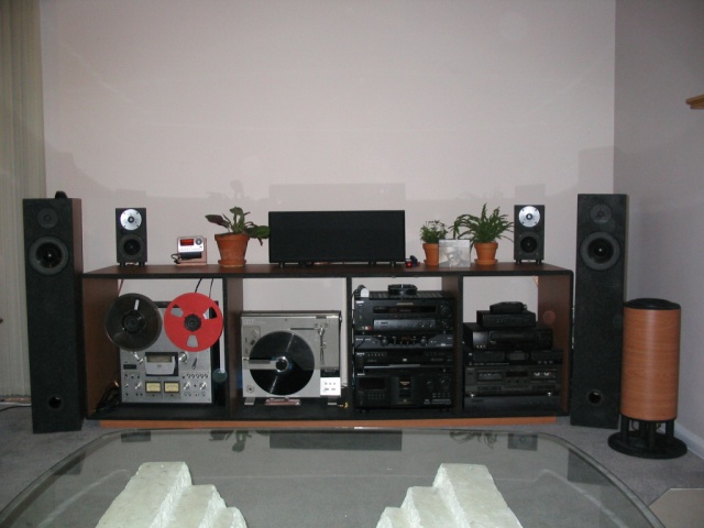 This is a revised picture of the whole setup with my XM satellite radio. The small speakers on the cabinet are my front 