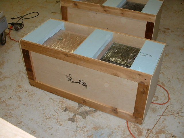 Chalcedony's in shipping crates going to Selah Audio