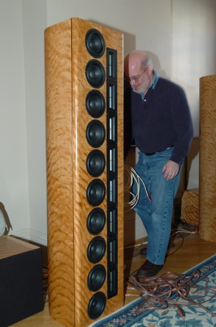 Rick setting up the new prototyp Selah speakers and sub