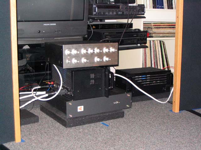 The biamp setup, or how high can we stack this stuff before it collapses? Hey, the cables were only so long.