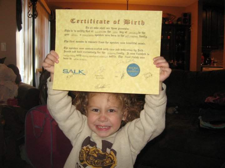 Syd holding Salk Birth Certificate