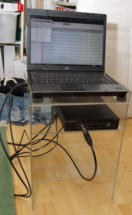 This is my music source, a laptop and an external 2 Tb hard drive. The DAC is a Lavry DA11.