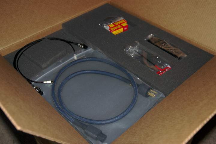 Purity Audio Design Ultra GT - Cables, tubes and tool within first layer of foam.
