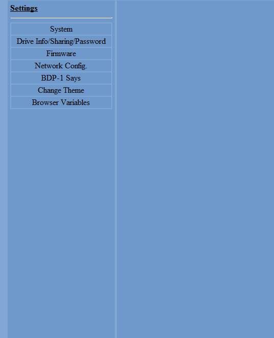 2. Settings webpage