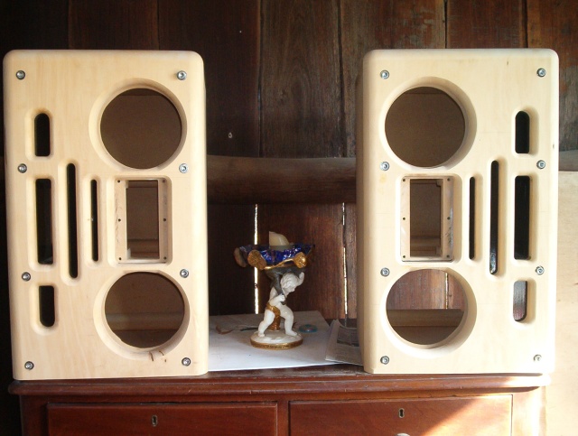 DIY speaker project: MTM, PHL/Raven 2, solid wood fronts pre sanding.