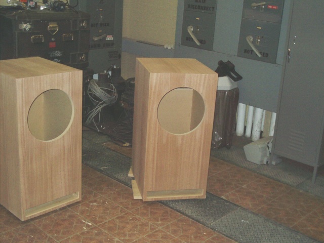 Subwoofer boxes after veneer applied