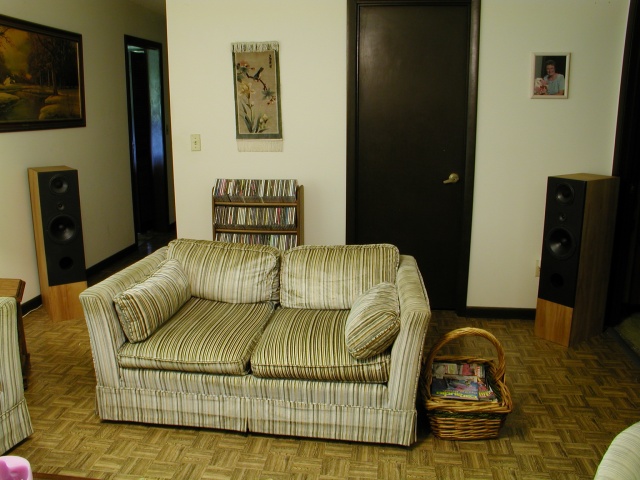 Listening seat and DIY towers for surround.